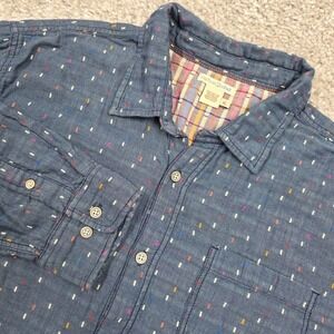 Carbon2 Cobalt Mens Button Up Shirt Blue Confetti Dot Long Sleeve Size XL Casual
